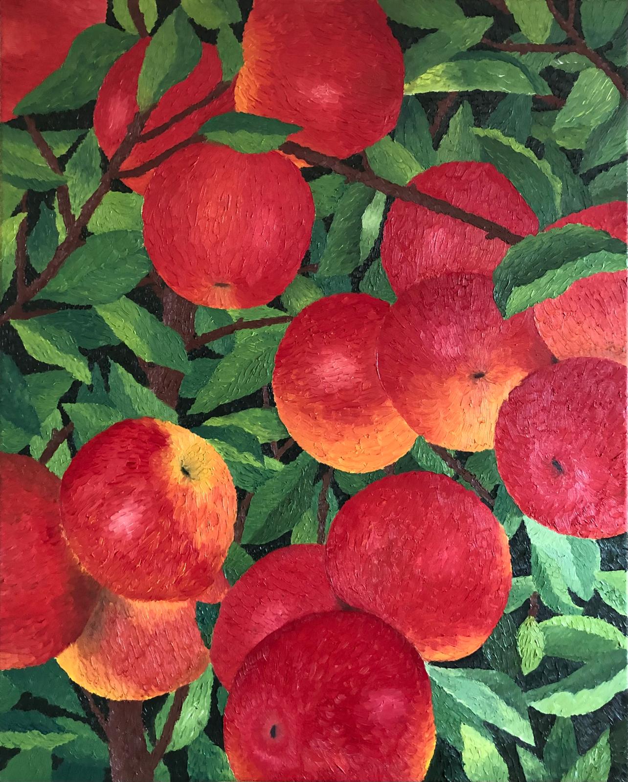 Appel schilderij op canvas